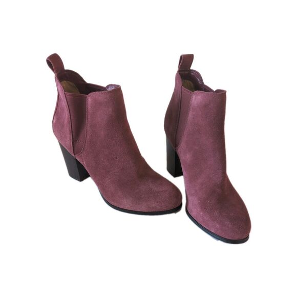 Michael Kors Shoes - Michael Kors Magenta Suede Ankle Boots 4 Inch Heel Booties Women's Size 8